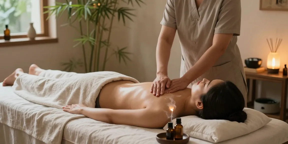 Therapist providing a relaxing 김포출장안마 massage in a cozy wellness center.