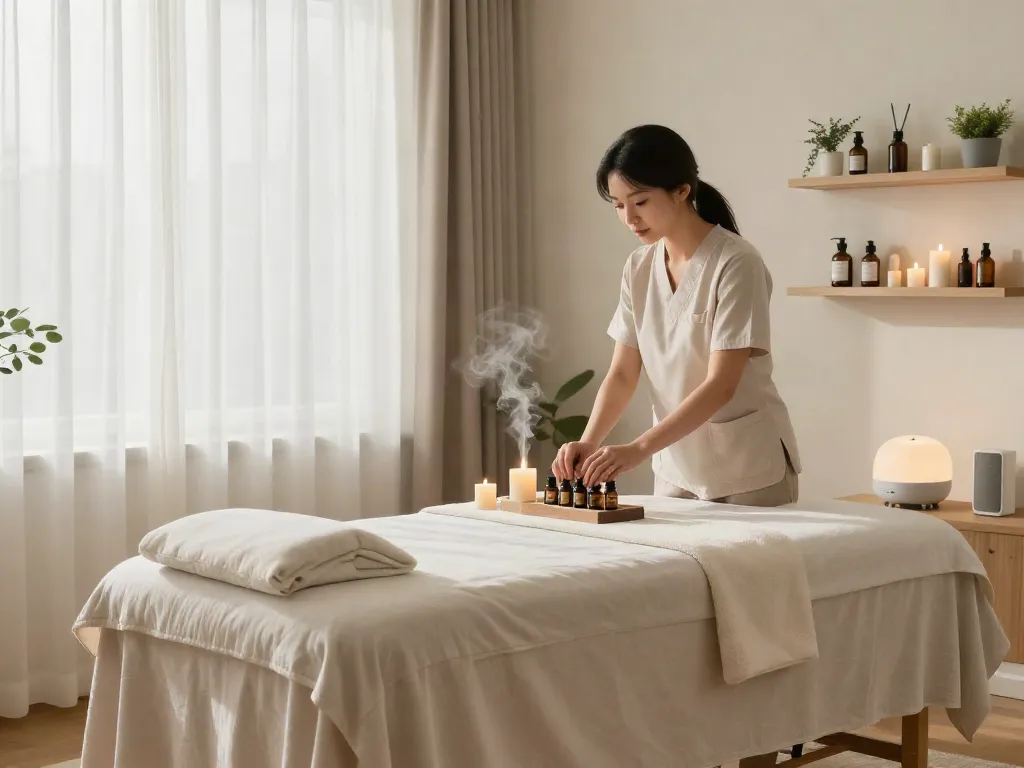Relaxing massage therapy room for 의왕출장안마 with soothing atmosphere.