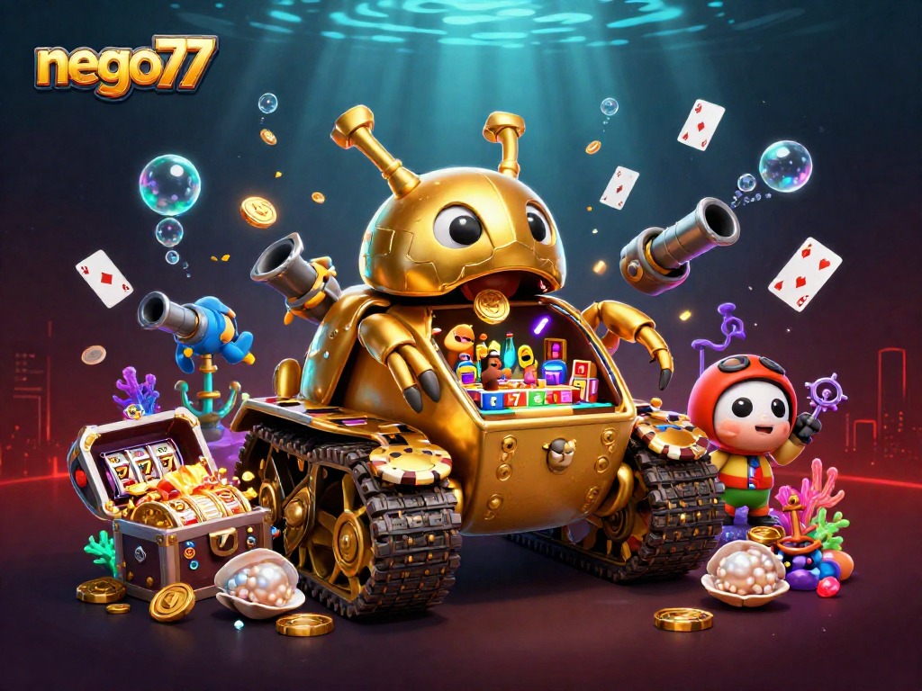 Experience thrilling gameplay excitement at nego77 with a vibrant 3D casino scene featuring captivated patrons and dynamic elements.