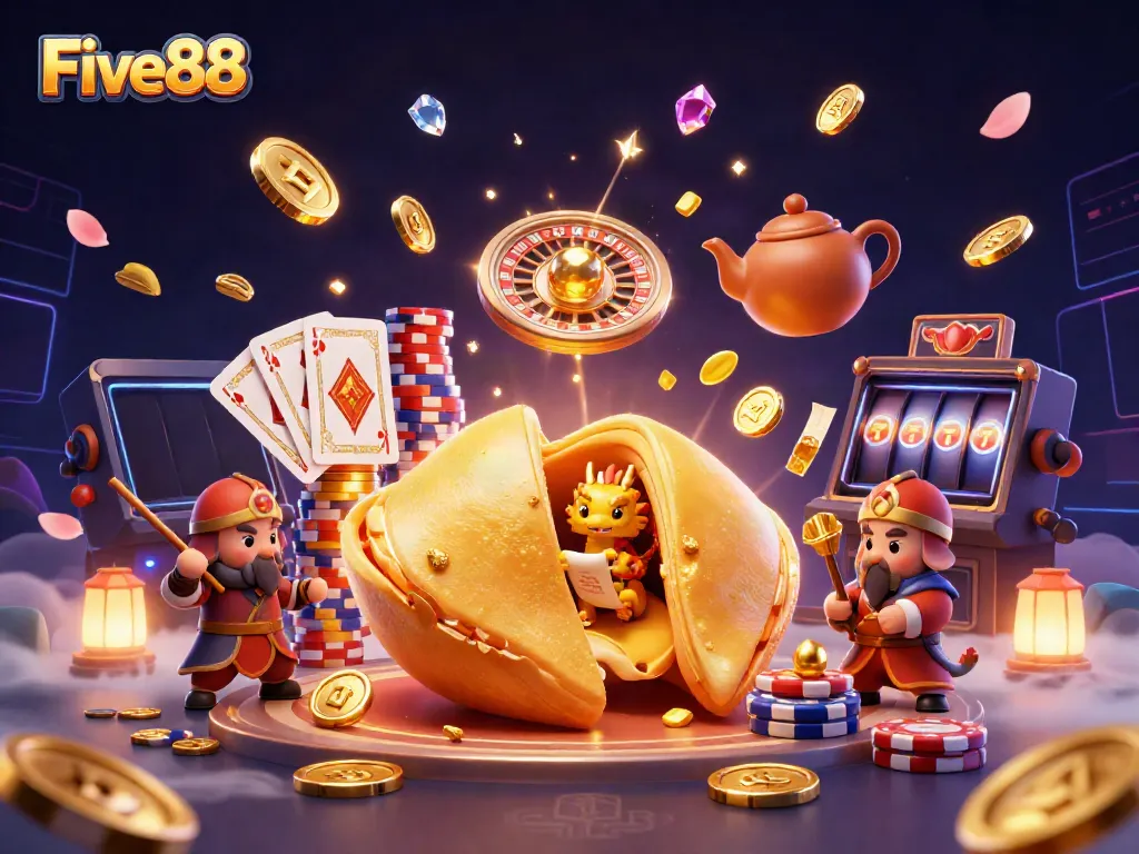 Experience thrilling casino action at Five88 with golden treasures and dynamic gaming elements.
