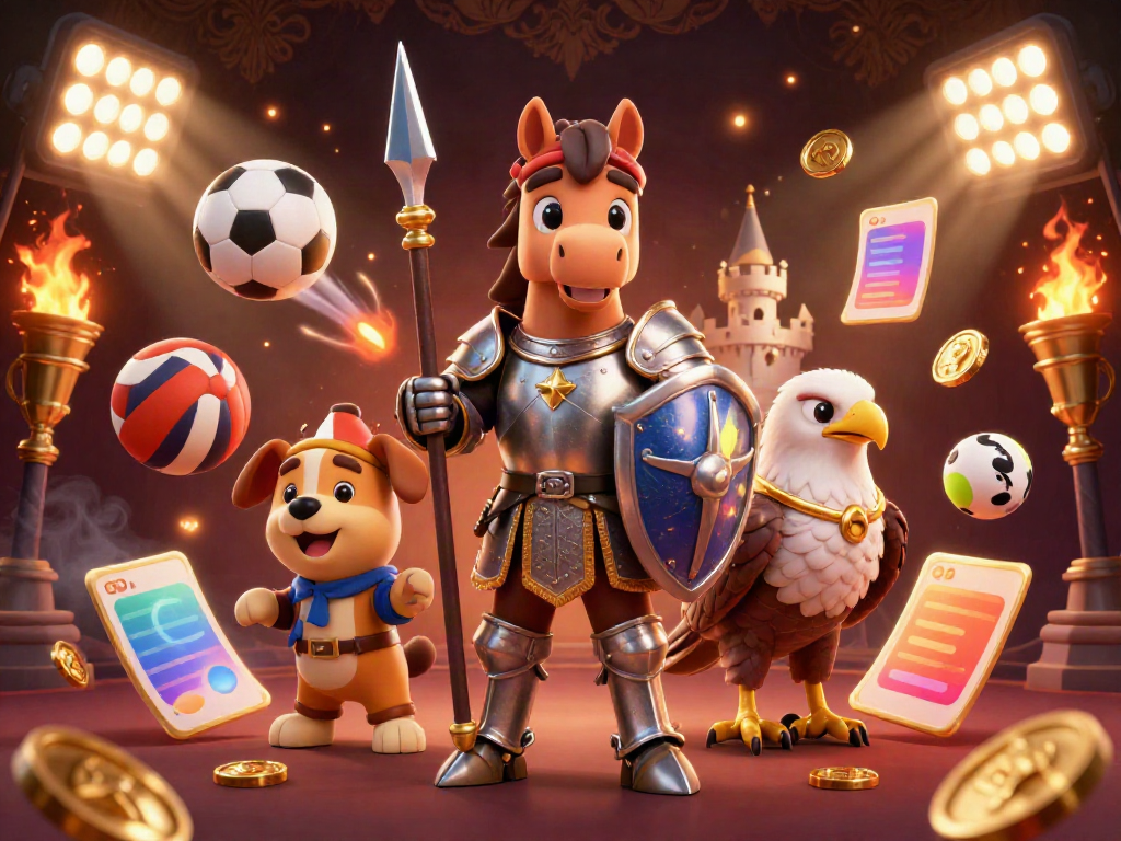 Engage with thrilling bets at 6623 with knights and sports elements in dynamic action.