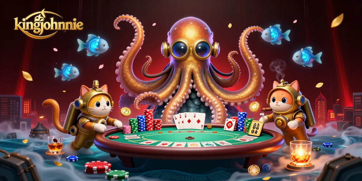 Engage with kingjohnnie's thrilling poker experience featuring mythical characters in a vibrant casino scene.