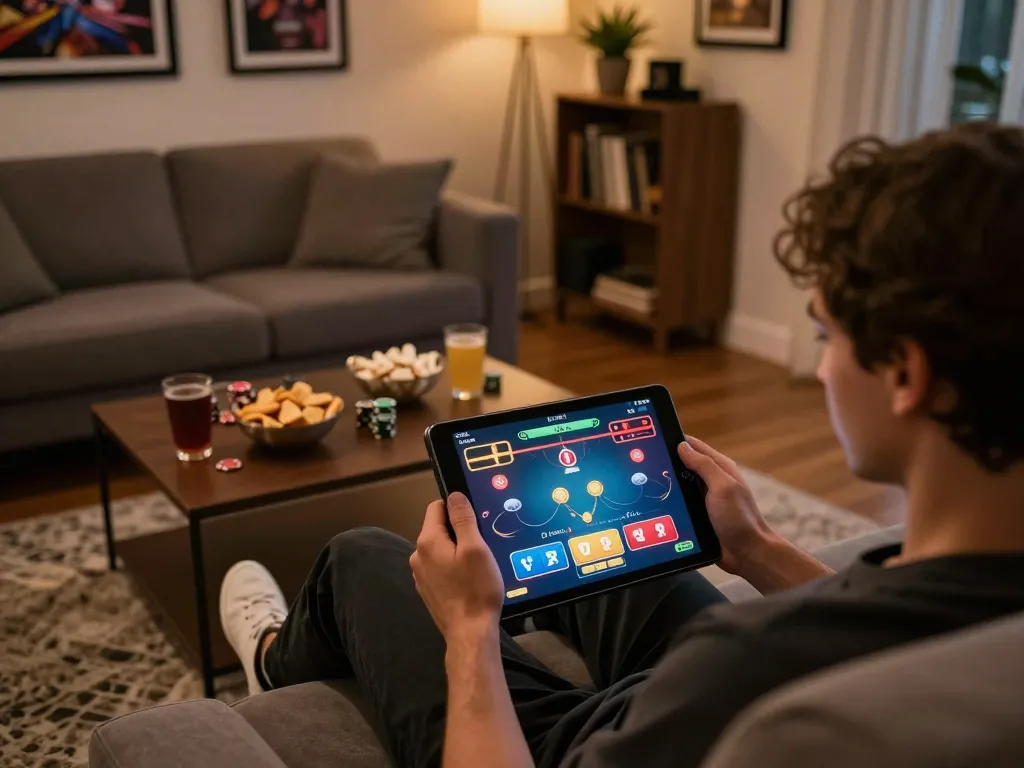 Players use nego77 login to access exciting poker gameplay on a cozy couch setting.