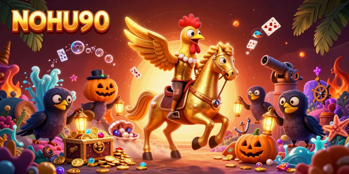 Engage with NOHU90 in this vibrant casino scene featuring dynamic characters and exciting game elements.
