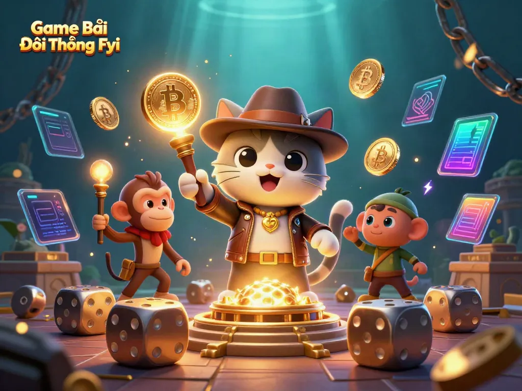 Embark on an adventure with Game Bài Đổi Thưởng Fyi, as our explorer cat uncovers casino treasures in a mysterious temple.