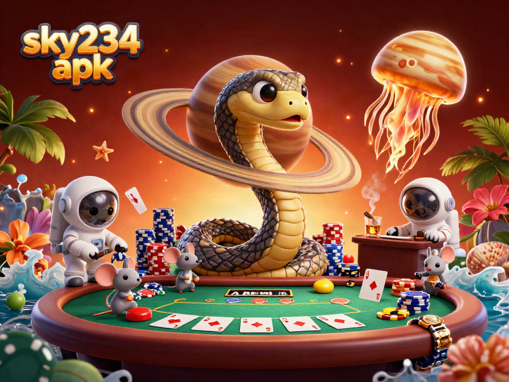 Place bets on the cosmic roulette with sky234 apk in this vibrant casino illustration.