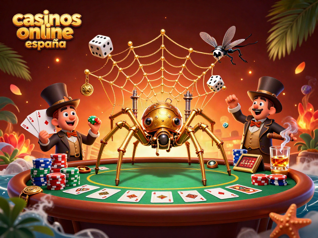 Juega en los mejores casinos online España mientras atrapas los dados en una telaraña de oro.