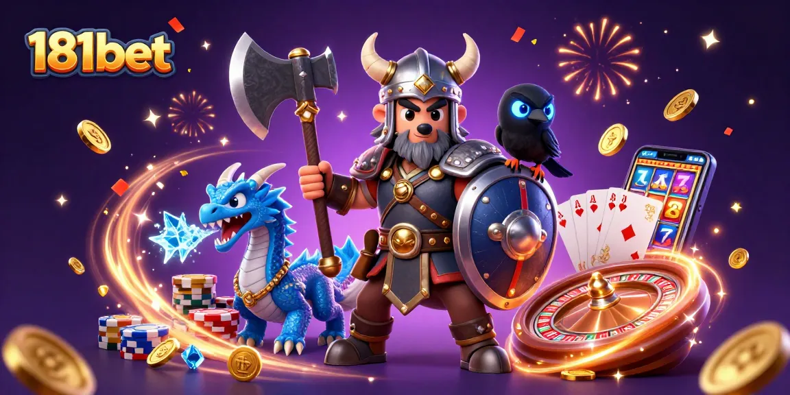 Win big with 181bet’s thrilling gaming scene filled with vibrant characters and casino elements.
