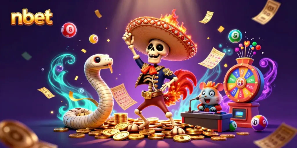 Experience the excitement of nbet with vibrant characters celebrating over coins and prizes