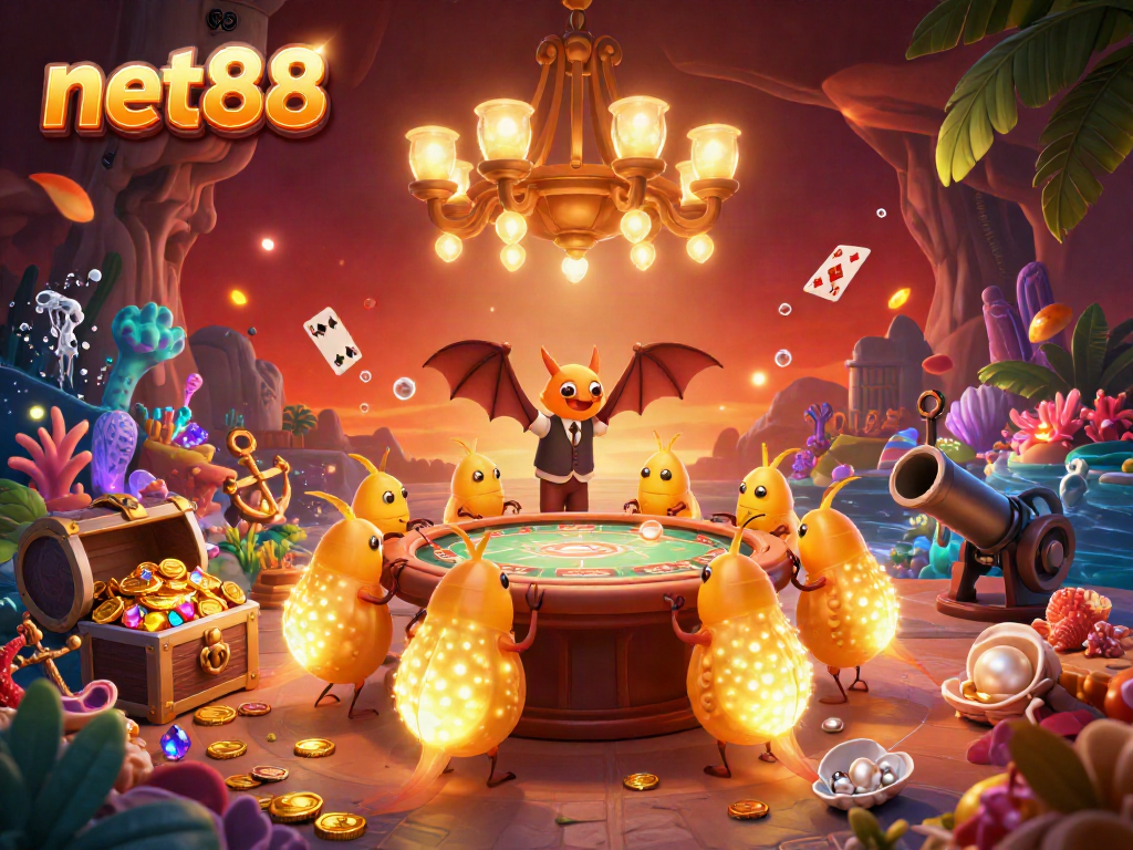 Join the excitement at net88's vibrant cave casino, illuminated by magical glowworms.