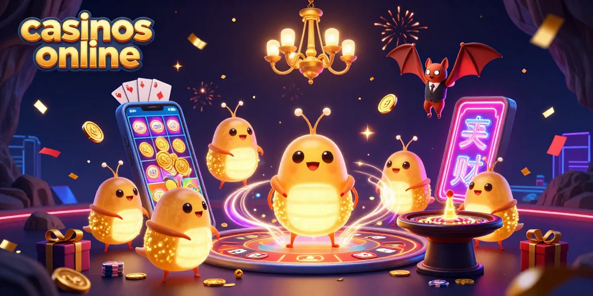 Disfruta de las tragamonedas en casinos online con un ambiente iluminado por gusanos de fuego.