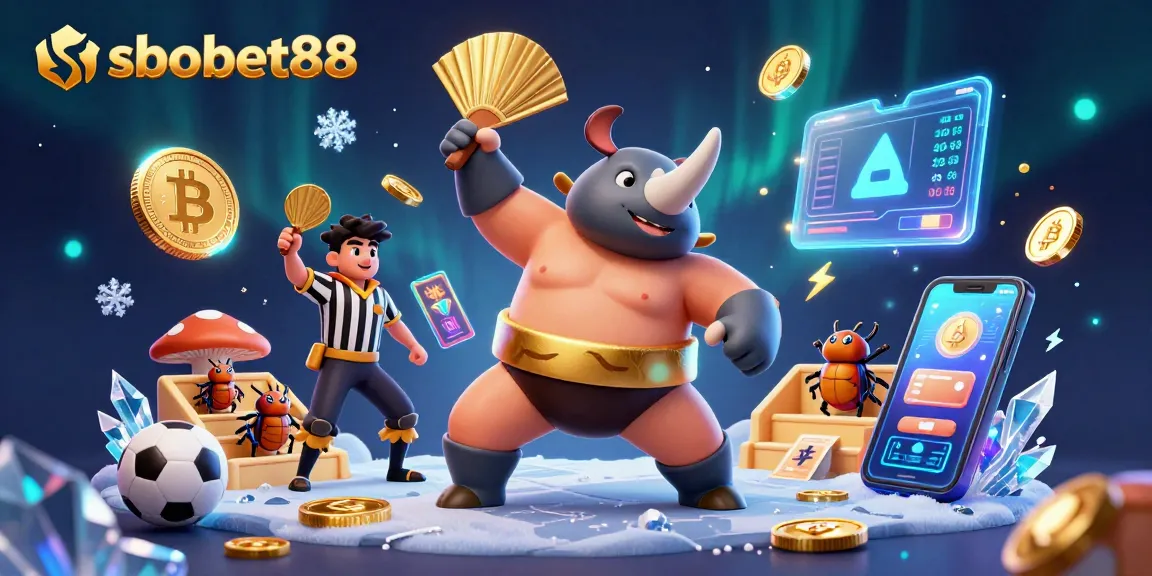 Bet on sbobet88 and enjoy the thrilling energy of sports betting showcased in a vibrant 3D illustration.