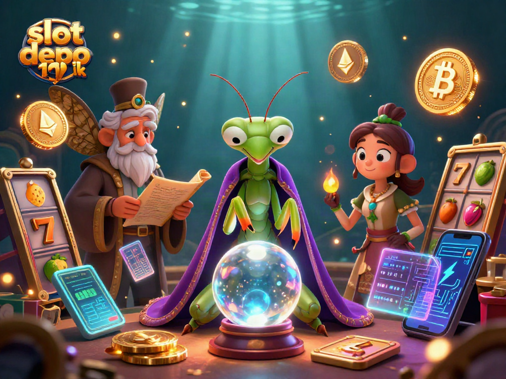 Experience winning thrills with slot depo 10k's colorful 3D casino scene featuring unique characters.