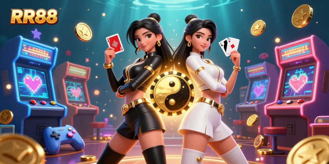 Experience thrilling gameplay at RR88 with stunning themes and exciting action in this vibrant illustration.