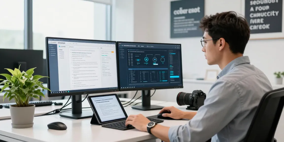 Cyber Essentials requirements visualized in a modern cybersecurity office, showcasing compliance analysis and technical controls