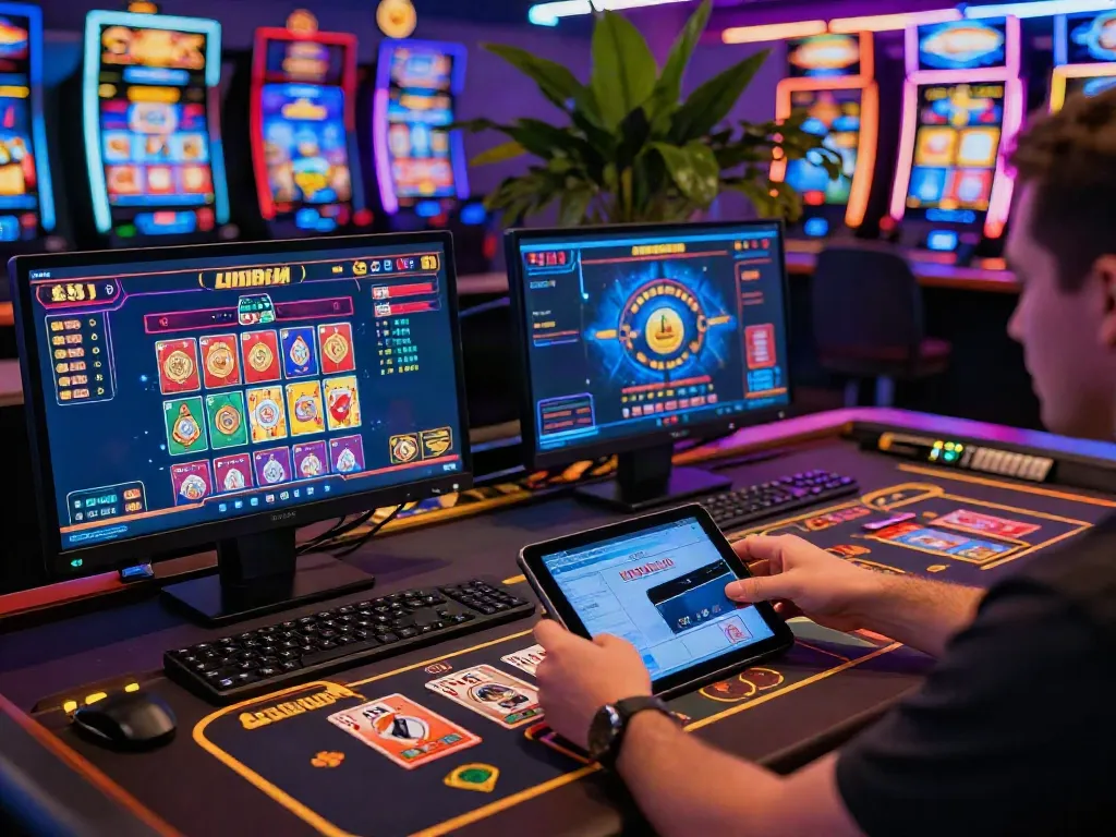 Engaging scene of credit card casinos featuring dynamic online gaming interface and player interactions.