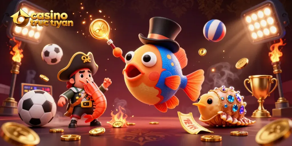 Các nhân vật đặc trưng trong casino trực tuyến thu hút vàng và niềm vui từ các trò chơi hấp dẫn.