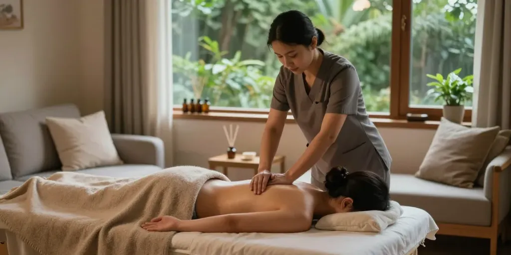 Rejuvenating 부평출장안마 experience with a professional massage therapist in a calming home environment.