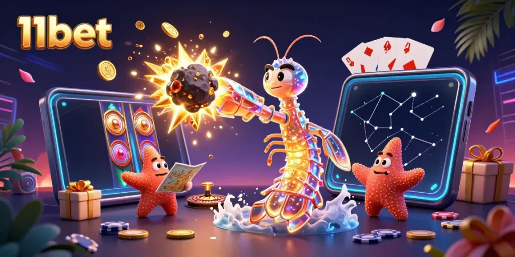Experience the thrill of gaming at 11bet as a galactic samurai battles for treasures in a vibrant casino world.