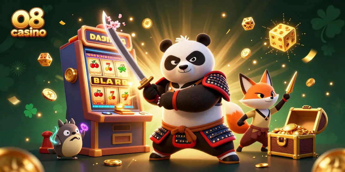 Experience the thrill of o8 casino with dynamic characters and exciting game elements in a colorful 3D illustration.