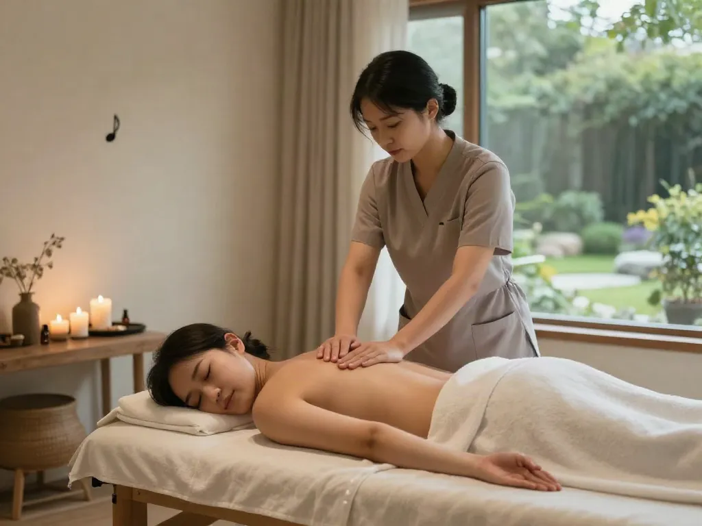 Professional 부천출장안마 session with a relaxing atmosphere and soothing decor.