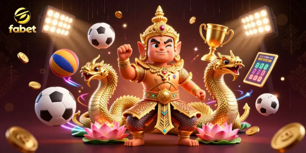 Experience fabet with dynamic sports balls and a friendly guardian in an engaging 3D casino scene.