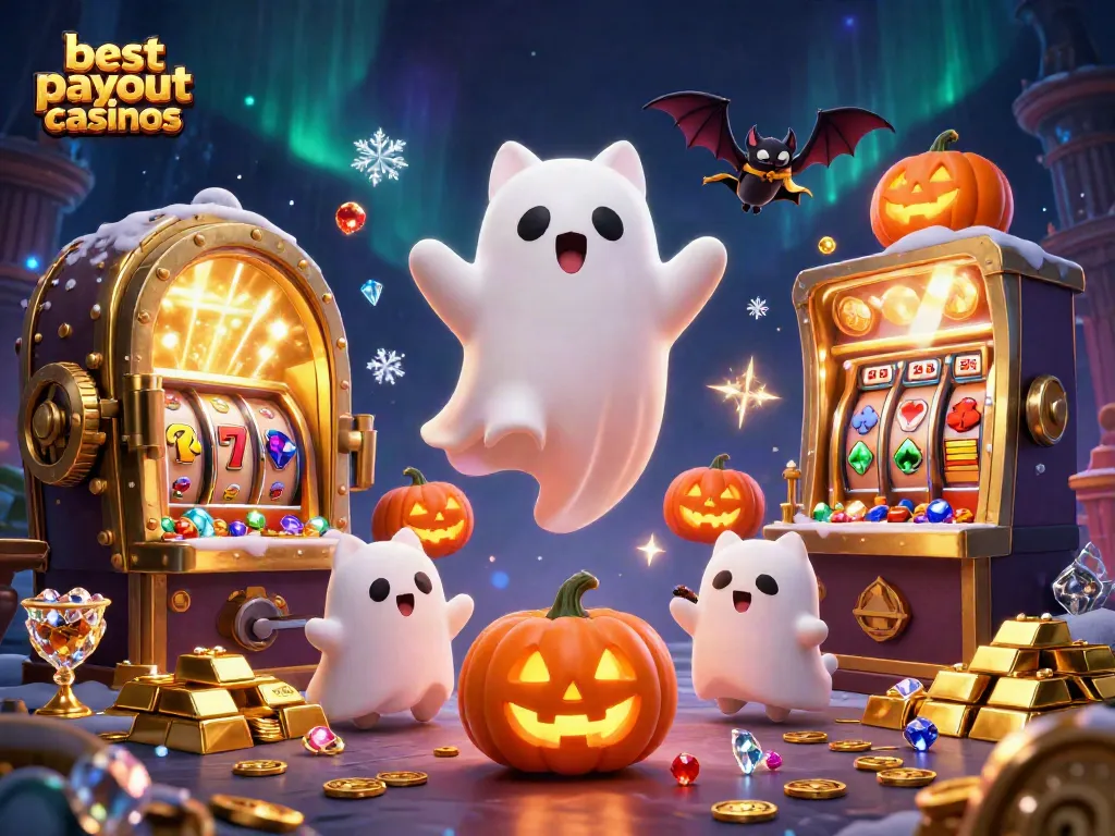 Experience the best payout casinos with thrilling slot action in a magical casino scene.