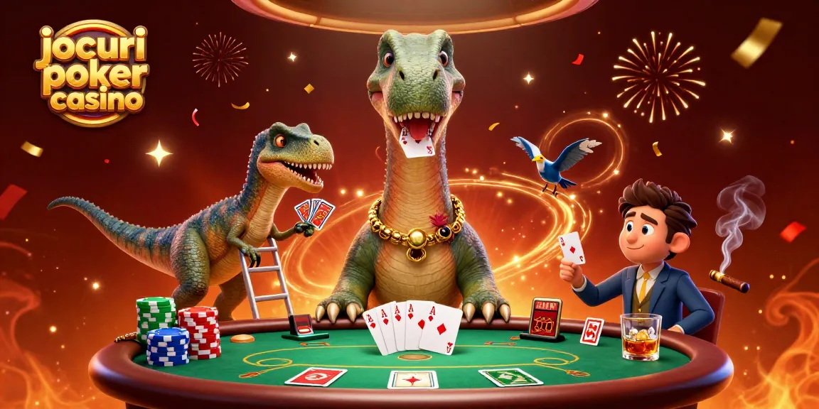 Jocuri poker casino animate într-un cadru vibrant cu personaje jucând cărți la o masă