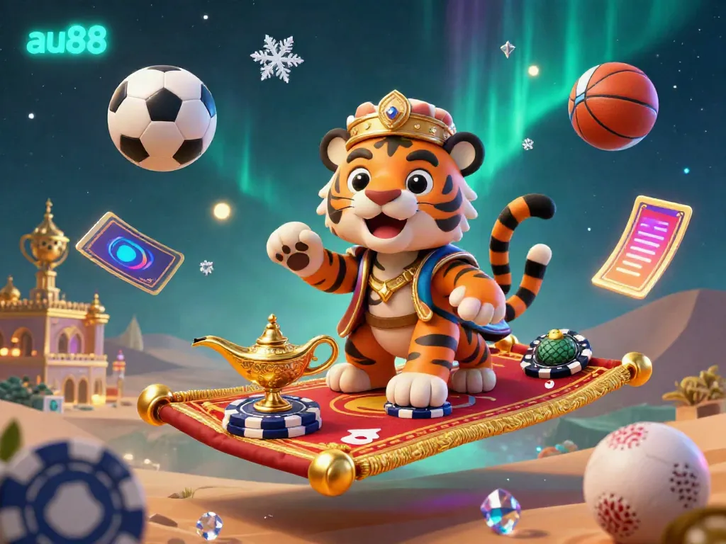 Experience the thrills of au88 with an Arabian Nights-themed illustration showcasing an enchanting gaming adventure.