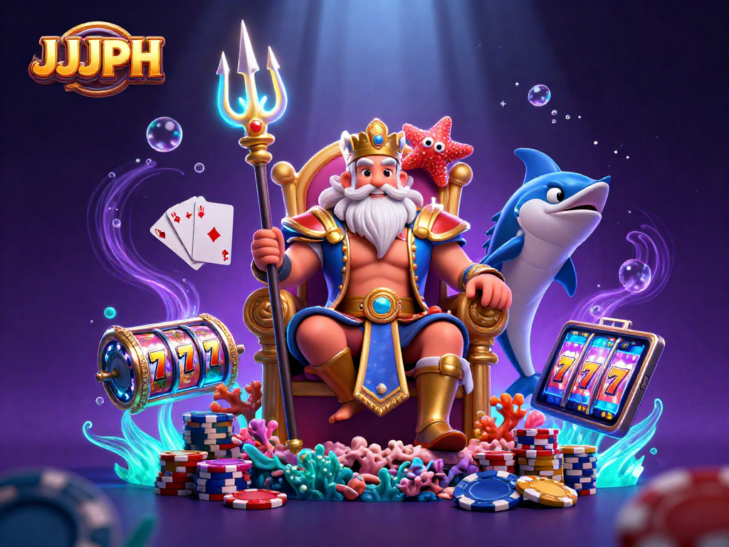 Spin winning slots with JJJPH featuring Neptune in a vibrant underwater casino