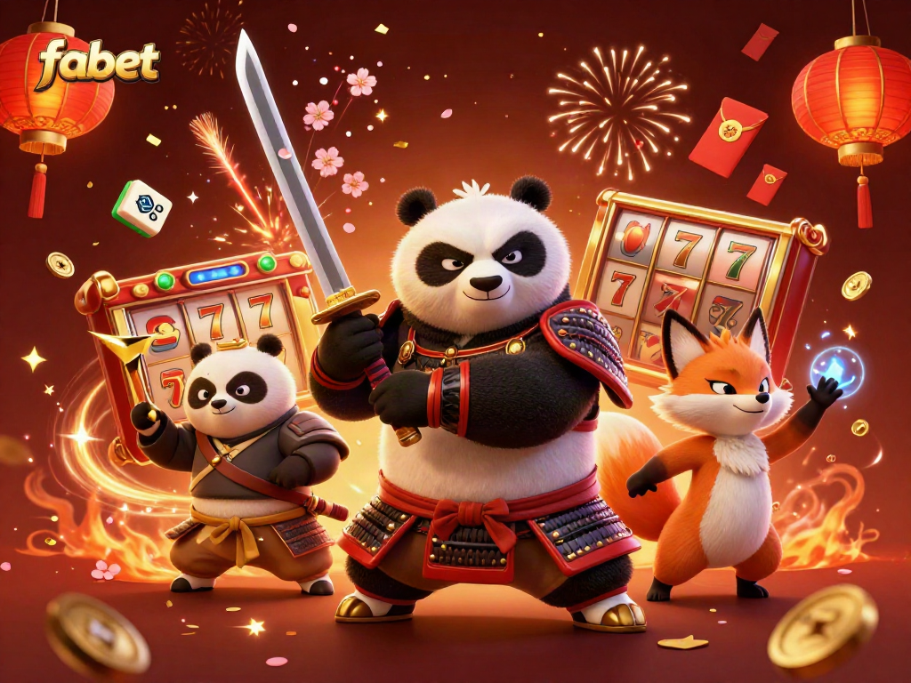 Players engage in vibrant casino adventures with fabet's dynamic slot machines and animated characters.