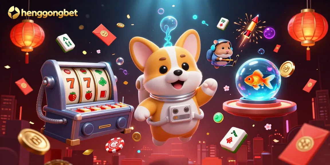 Experience hengongbet's thrilling gaming atmosphere with a 3D illustration of a space casino, showcasing floating characters and vibrant gaming elements.