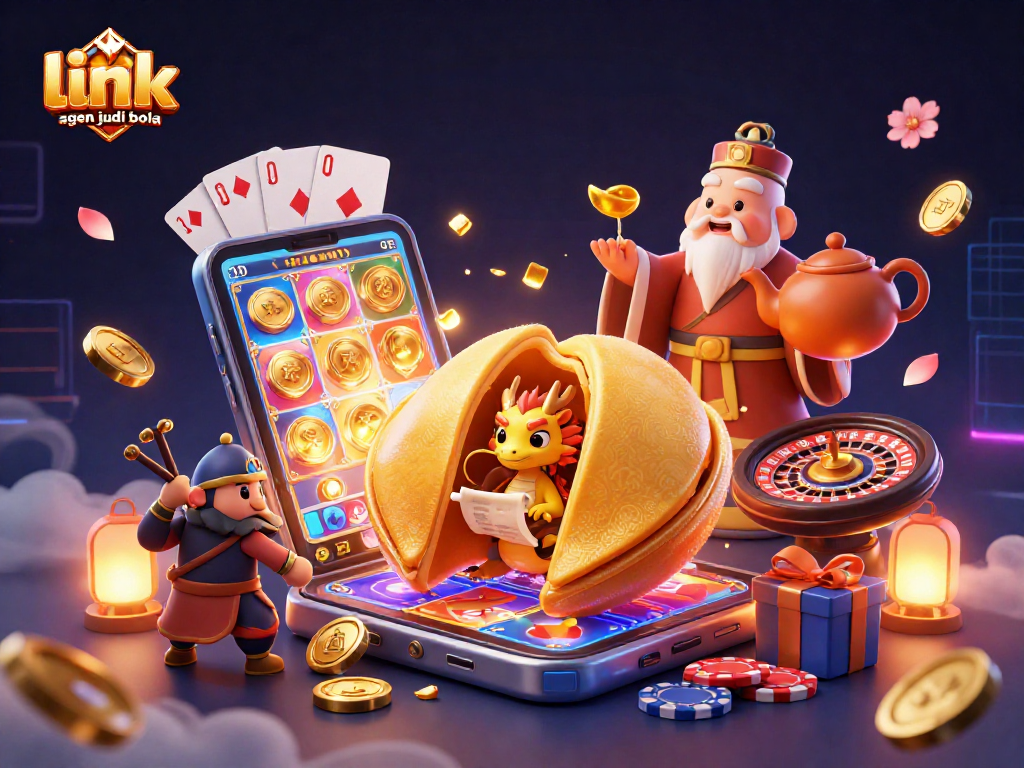 Experience the thrill of link agen judi bola with a rich, dynamic casino-themed illustration.
