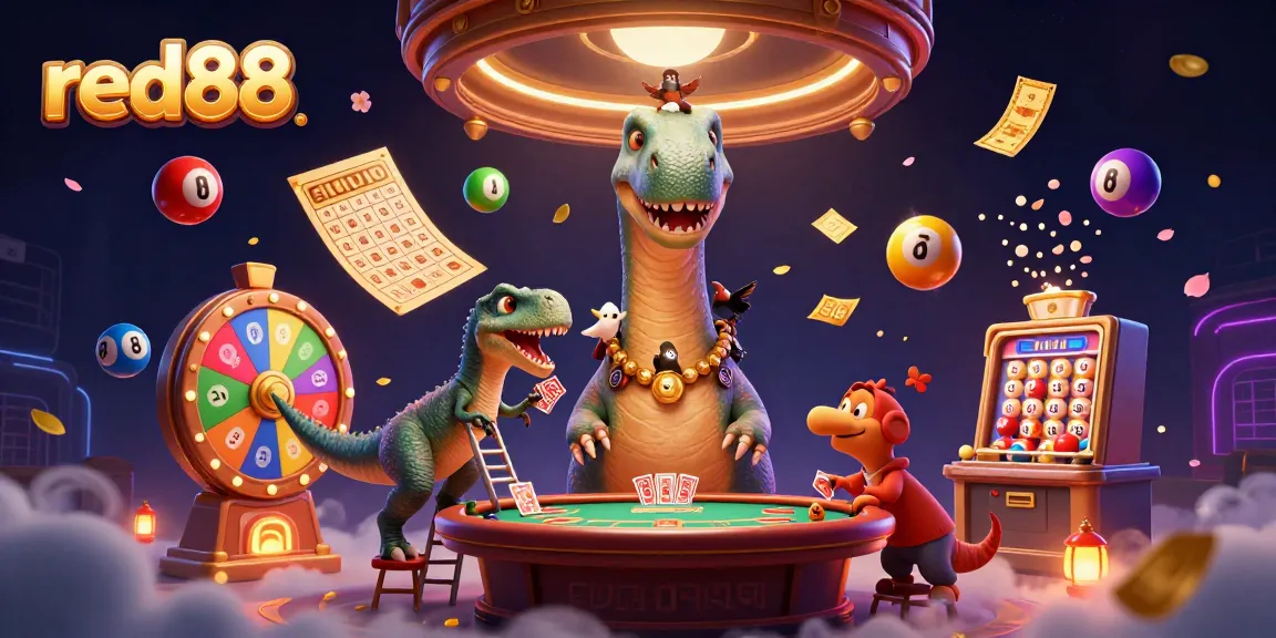 Engage in exhilarating gameplay at red88 with a lively casino scene featuring vibrant elements and characters.