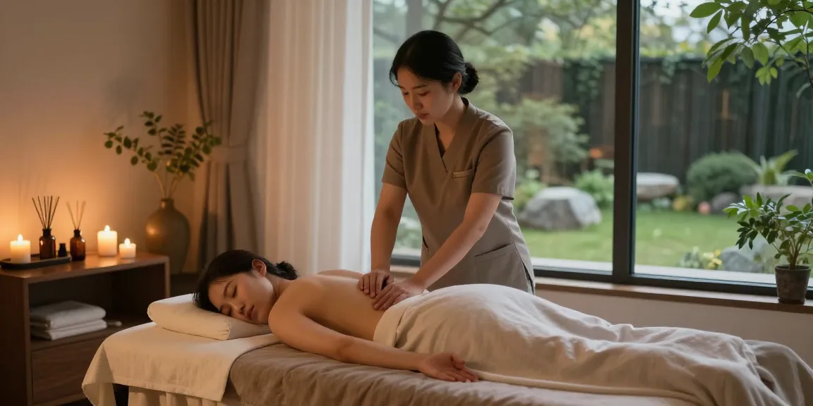 Relaxing massage therapy session representing 남양주출장안마 in a tranquil spa setting.