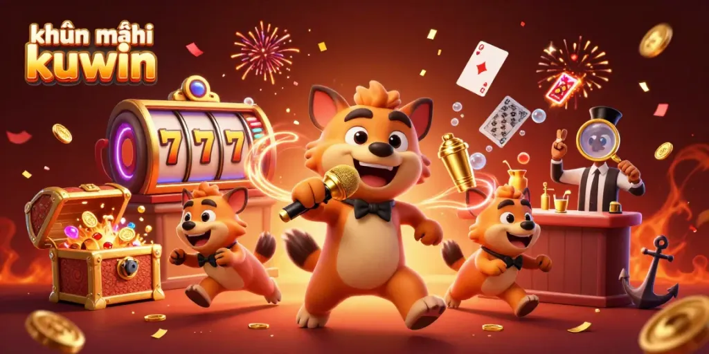 Engage in exciting promotions at khuyến mãi kuwin with a vibrant casino scene showcasing hyenas as characters in comedic roles.