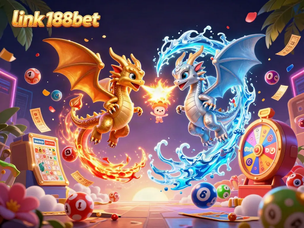 Experience thrilling gameplay with the link 188bet, featuring vibrant dragons and dynamic casino elements.
