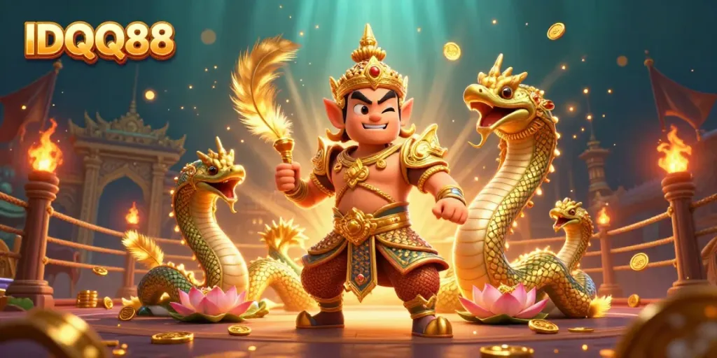 Engage with thrilling slots at IDQQ88, featuring colorful characters and dynamic casino action.
