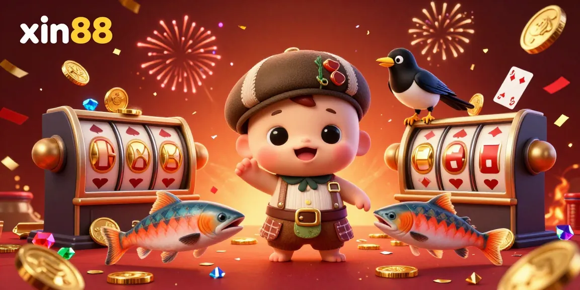 Experience the excitement of xin88 in a vibrant casino scene with playful characters and dynamic gaming elements.