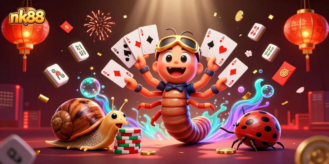 Join nk88's thrilling gameplay with a lively 3D casino scene featuring unique characters.