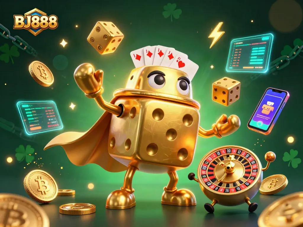 Experience the thrilling world of BJ888 with vibrant gaming elements and characters.