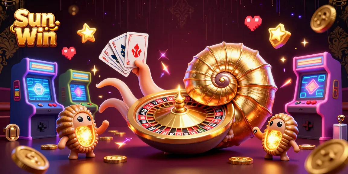 Experience Sun Win's vibrant gameplay with a dazzling casino scene featuring a giant nautilus and glowing companions.