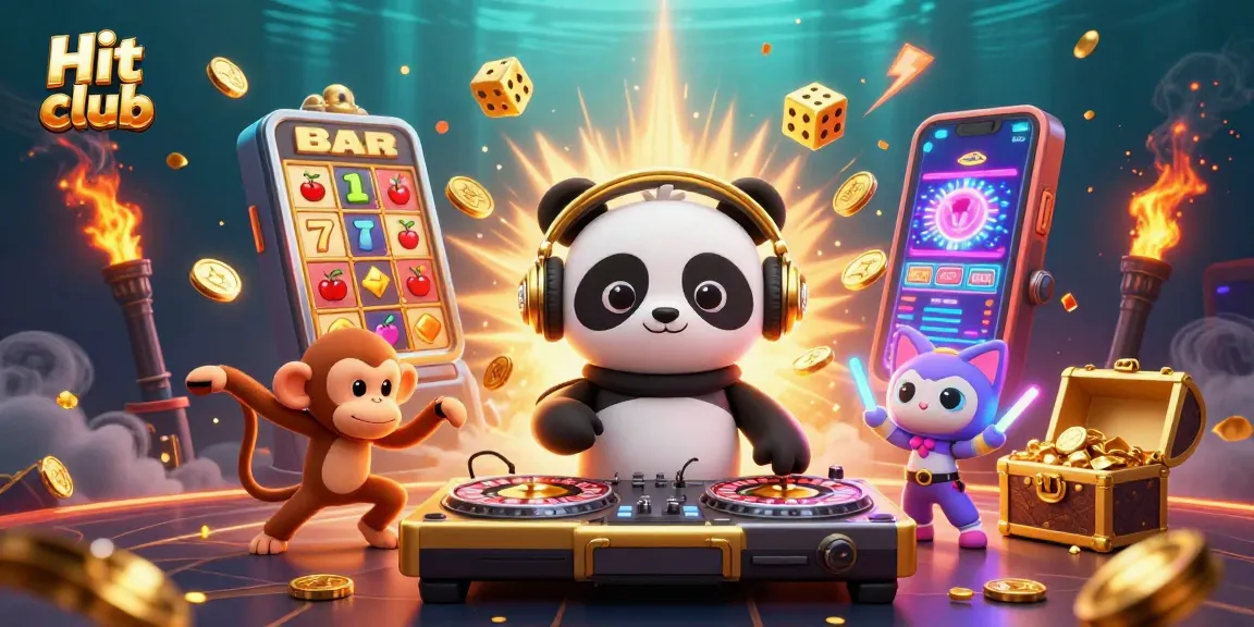 Hit club showcases a lively 3D casino scene with vibrant characters and dynamic gambling elements.