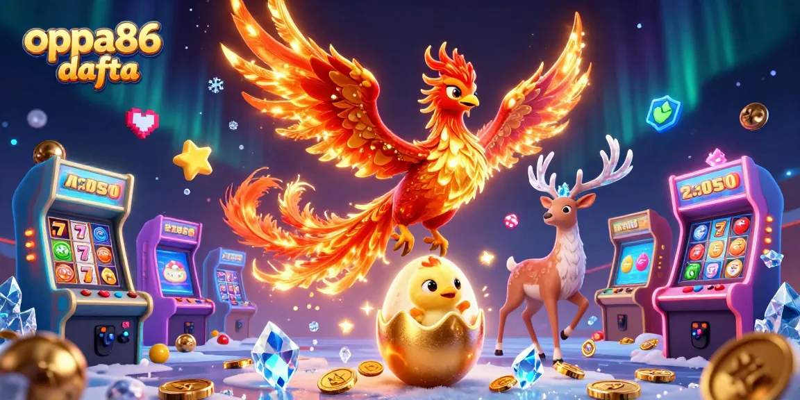 Engage in dynamic gaming with oppa86 dafta showcasing vibrant 3D casino elements and characters.