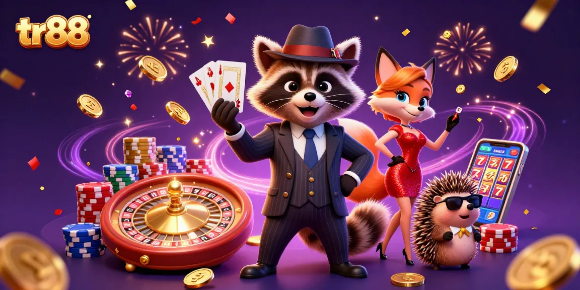 Experience the thrill of winning with tr88 at this vibrant casino scene filled with animations.