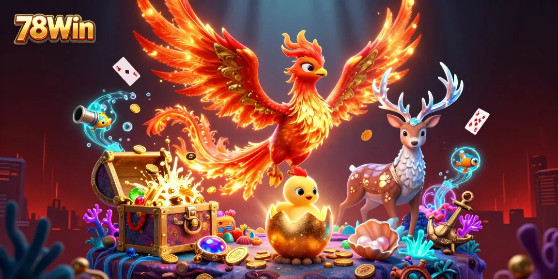 Experience big wins with 78Win, featuring vibrant casino elements and dynamic characters in action.